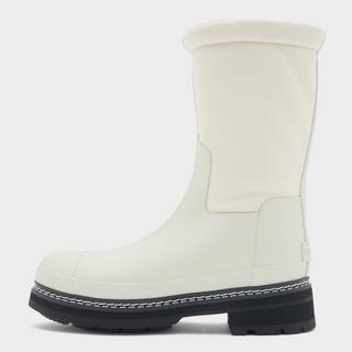 Womens Refined Stitched Roll Top Vegan Shearling Boots White