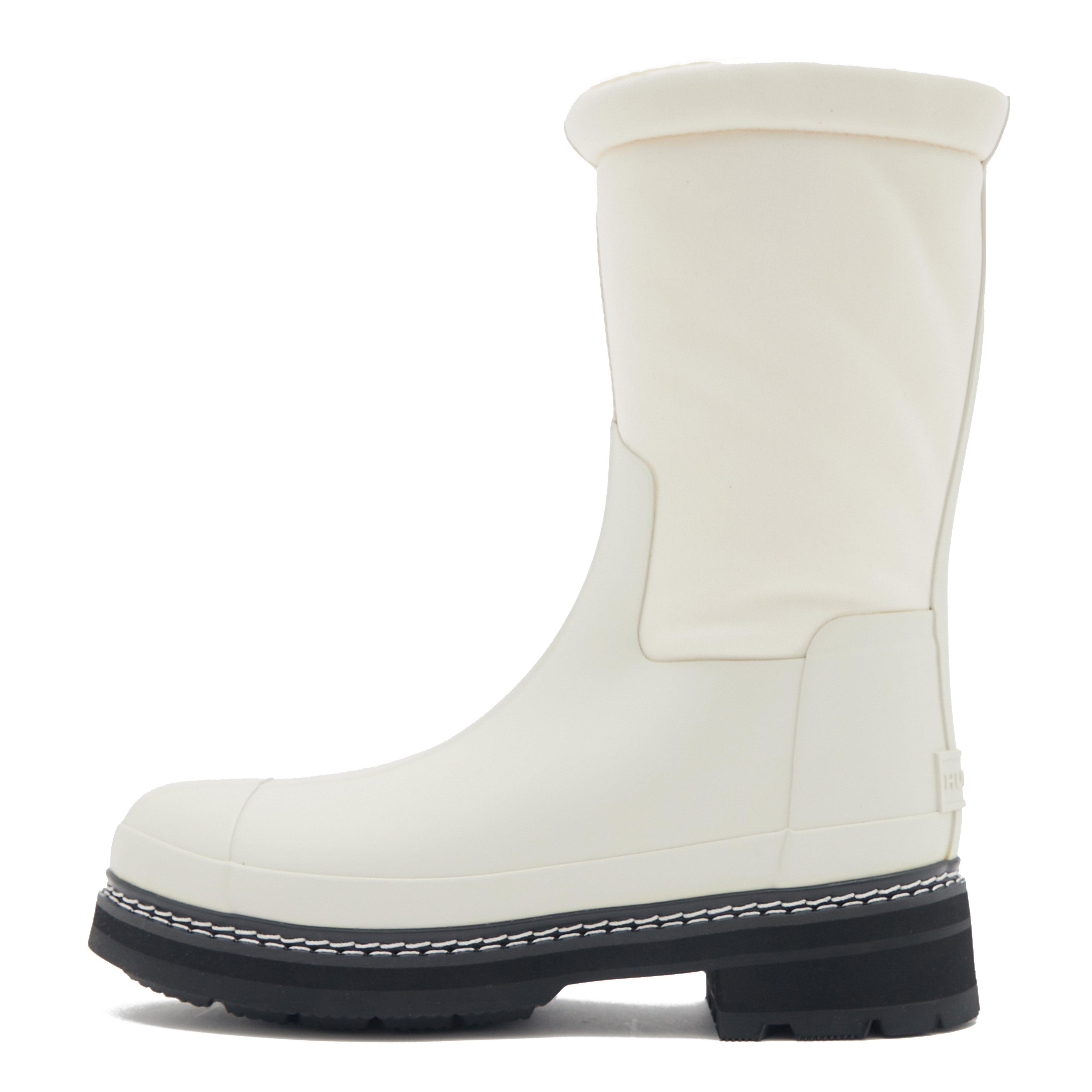 Womens Refined Stitched Roll Top Vegan Shearling Boots White