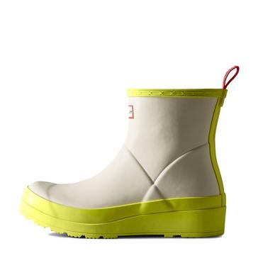 White Hunter Womens Play Short Wellington Boots White/Yellow