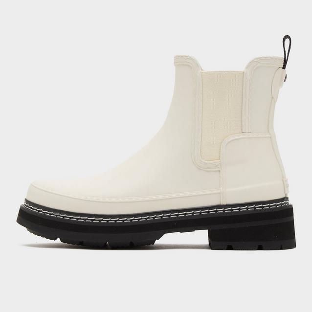 White Hunter Womens Refined Stitch Detail Chelsea Wellington Boots White image 1