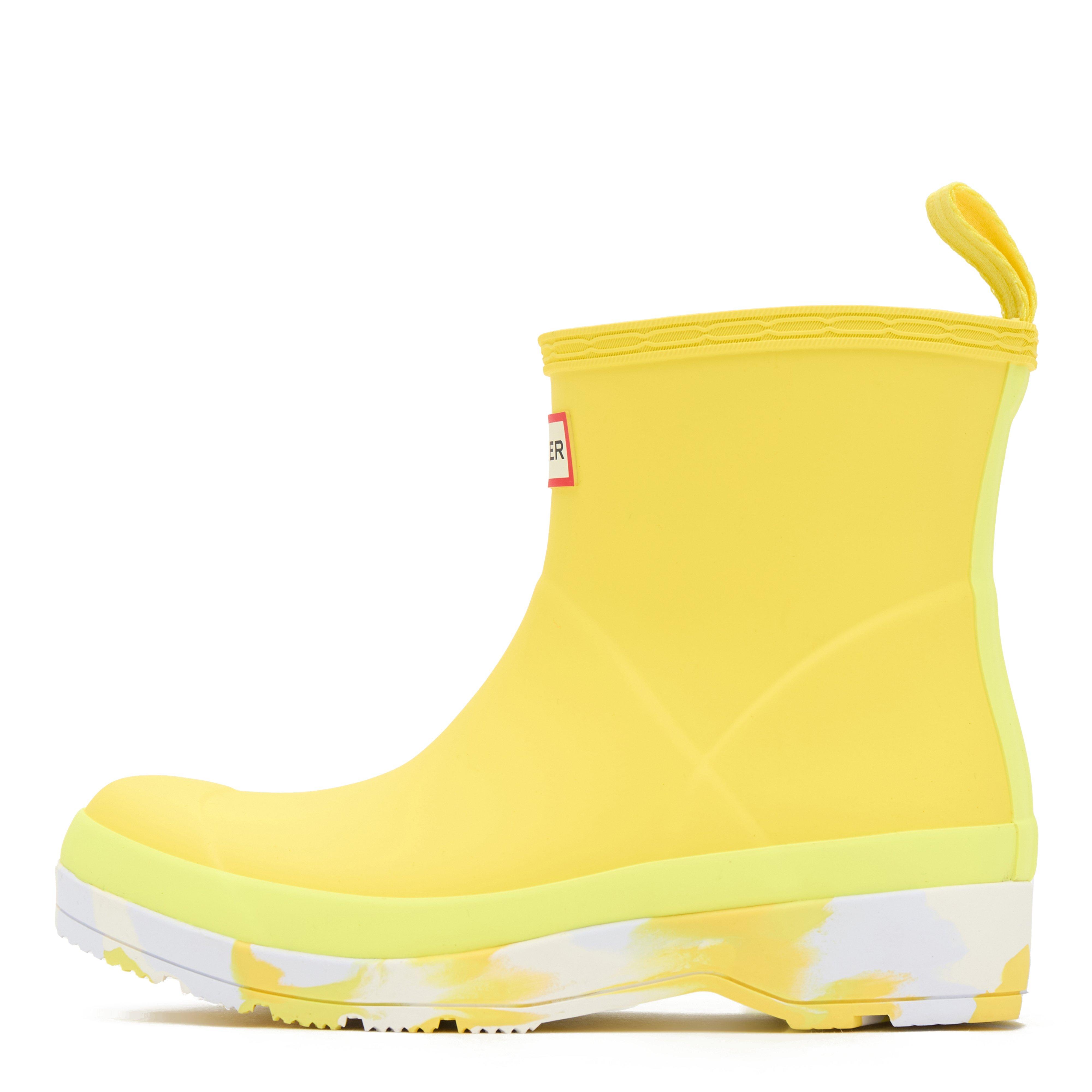 Womens Play Short Splash Sole Rain Wellington Boots Zesty Yellow