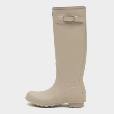 Beige Hunter Womens Original Tall Wellington Boots Skimming Stone