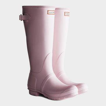 Pink Hunter Womens Tall Back Adjustable Wellington Boots Pink