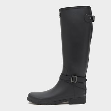 Black Hunter Womens Original Refined Back Adjustable Tall Wellington Boots Black