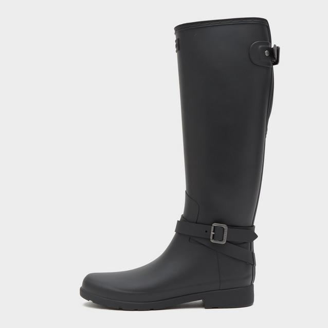 Black Hunter Womens Original Refined Back Adjustable Tall Wellington Boots Black image 1