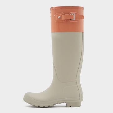 Beige Hunter Women's Original Tall Colour Block Wellington Boots