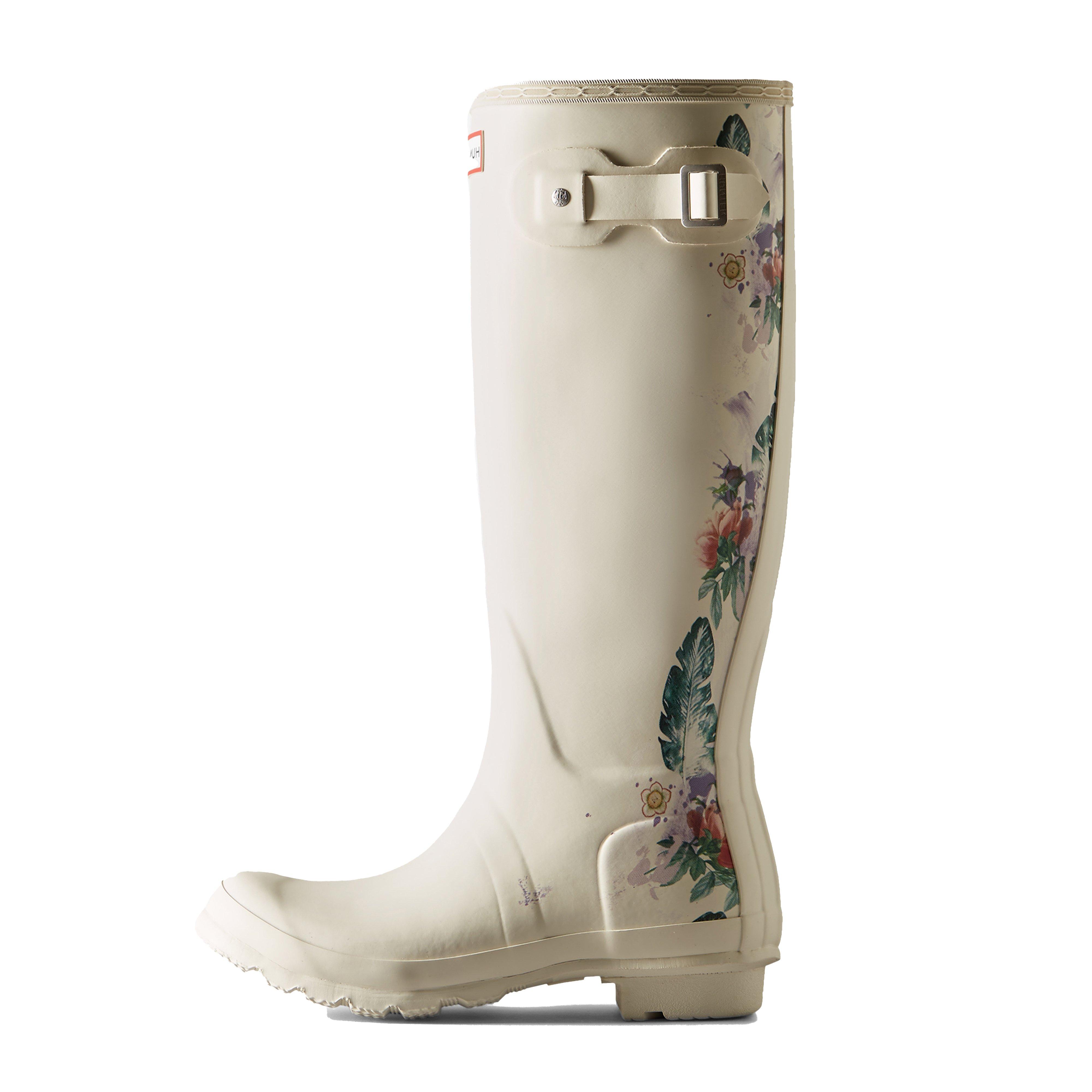 Womens Original Tall Floral Print Wellington Boots White