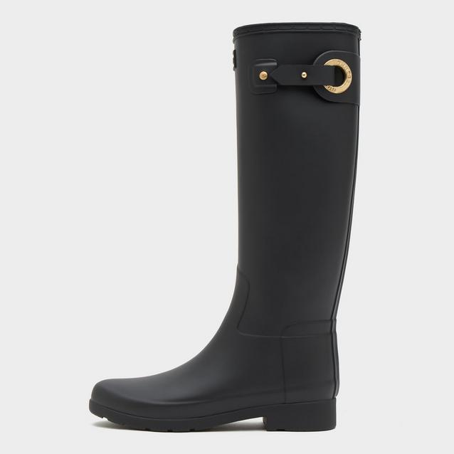 Black Hunter Womens Refined Tall Eyelet Buckle Wellington Boots image 1
