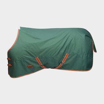 Green WeatherBeeta ComFiTec Tyro Standard Neck Medium Weight 200g Turnout Rug Green/Burn Orange/White