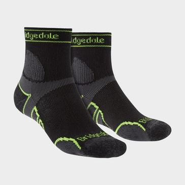 Black Bridgedale Men's Trail Running Lightweight T2 Merino Wool Sport 3/4 Crew Socks