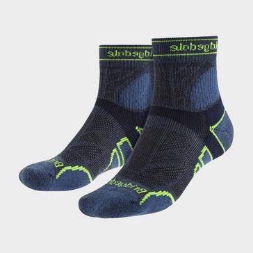 Blue Bridgedale Men's Trail Running Lightweight T2 Merino Wool Sport 3/4 Crew Socks