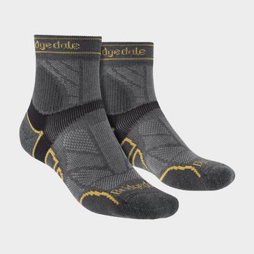 Grey Bridgedale Men's Trail Running Lightweight T2 Merino Wool Sport 3/4 Crew Socks