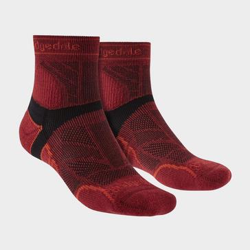 Red Bridgedale Men's Trail Running Lightweight T2 Merino Wool Sport 3/4 Crew Socks