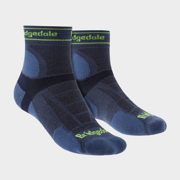 Blue Bridgedale Men's Trail Running Ultralight T2 Merino Wool Sport 3/4 Crew Socks