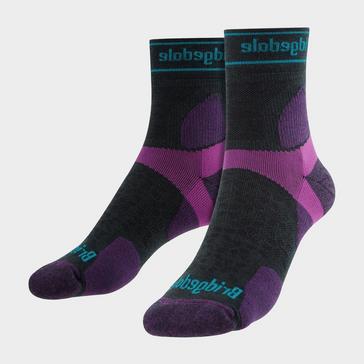 Grey Bridgedale Women's Trail Running Ultralight T2 Merino Wool Sport 3/4 Crew Socks