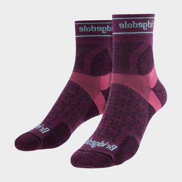 Purple Bridgedale Women's Trail Running Ultralight T2 Merino Wool Sport 3/4 Crew Socks