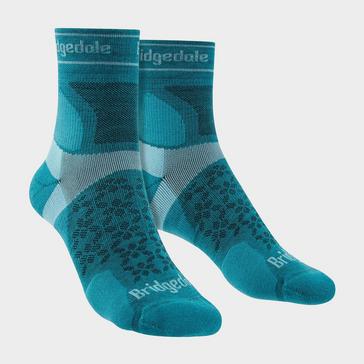 Blue Bridgedale Women's Trail Running Ultralight T2 Merino Wool Sport 3/4 Crew Socks