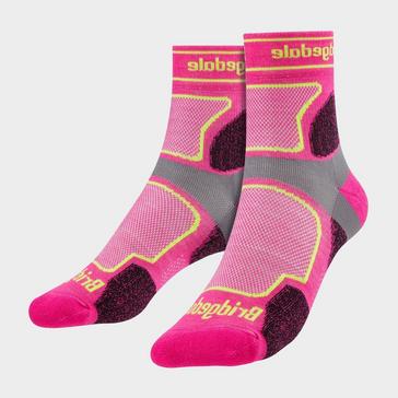 Pink Bridgedale Women's Trail Running Ultralight T2 Coolmax Sport 3/4 Crew Socks