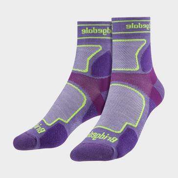 Purple Bridgedale Women's Trail Running Ultralight T2 Coolmax Sport 3/4 Crew Socks