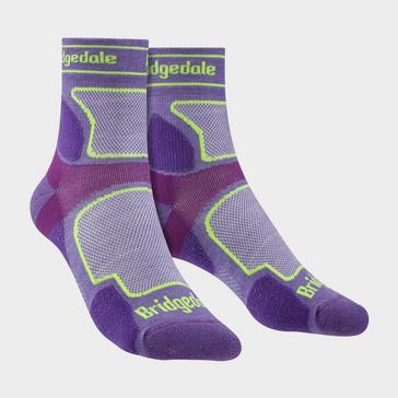 Purple Bridgedale Women's Trail Running Ultralight T2 Coolmax Sport 3/4 Crew Socks