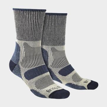 Dark Blue Bridgedale Men's Hiking Lightweight Cotton Cool Cushioned Boot Socks