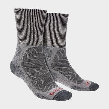Grey Bridgedale Men's Hiking Lightweight Merino Wool Cushioned Boot Socks