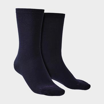 Dark Blue Bridgedale Men's Base Layer Thermal Liner Boot Socks - 2 Pack