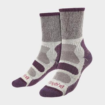 Purple Bridgedale Women's Hiking Lightweight Cotton Cool Cushioned Boot Socks