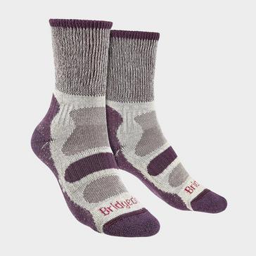 Purple Bridgedale Women's Hiking Lightweight Cotton Cool Cushioned Boot Socks