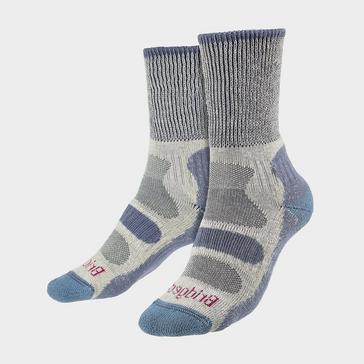 Blue Bridgedale Women's Hiking Lightweight Cotton Cool Cushioned Boot Socks