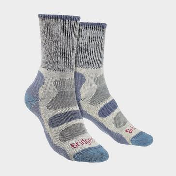 Blue Bridgedale Women's Hiking Lightweight Cotton Cool Cushioned Boot Socks