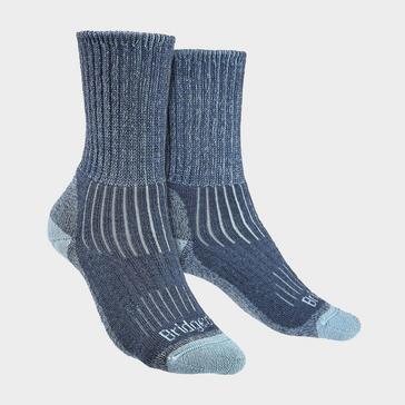 Blue Bridgedale Women's Hiking Outdoor Midweight Merino Wool Cushioned Boot Socks