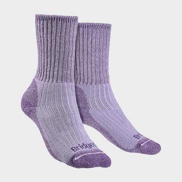 Purple Bridgedale Women's Hiking Outdoor Midweight Merino Wool Cushioned Boot Socks
