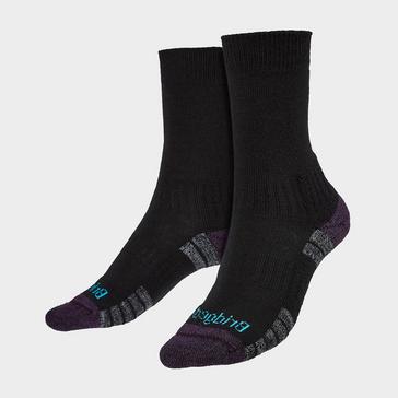 Black Bridgedale Women's Hiking Lightweight Merino Wool Performance Boot Socks