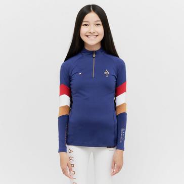 Blue Aubrion Young Rider Team Long Sleeved Base Layer Navy