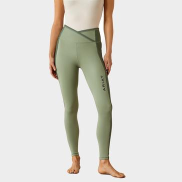 Green Ariat Womens Eos Chic Half Grip Tights Lily Pad