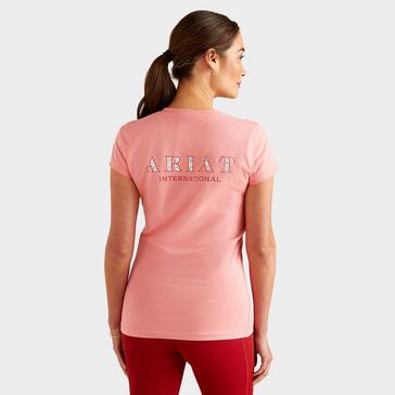 Pink Ariat Womens Petal Font T-Shirt Flamingo Pulme