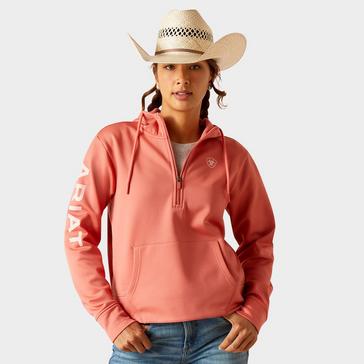 Pink Ariat Womens Tek Hoodie 1/2 Zip Hoodie Faded Rose