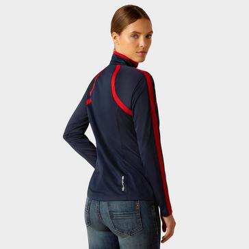 Blue Ariat Womens Sunstopper 3.0 1/4 Zip Base Layer Navy/Red