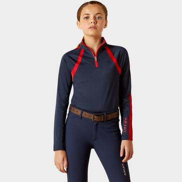 Blue Ariat Kids Sunstopper 3.0 1/4 Zip Base Layer Navy/Red