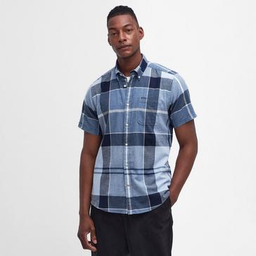 Check Barbour Mens Doughill Short-Sleeved Shirt Berwick Blue