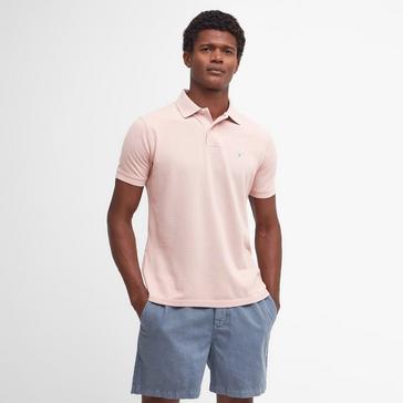 Pink Barbour Mens Sports Polo Shirt Pink Mist