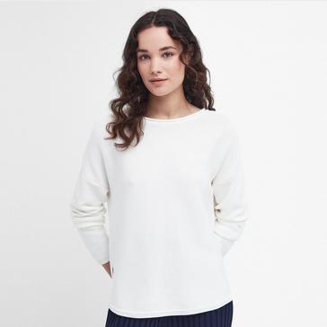 White Barbour Womens Marine Knitted Jumper Cloud