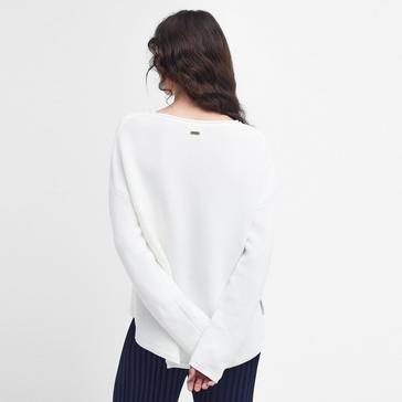 White Barbour Womens Marine Knitted Jumper Cloud