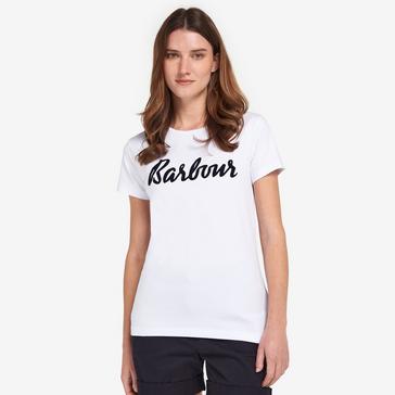 White Barbour Womens Otterburn T-Shirt White/Navy