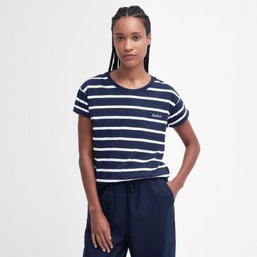 Blue Barbour Womens Otterburn Stripe T-Shirt Navy/White Stripe