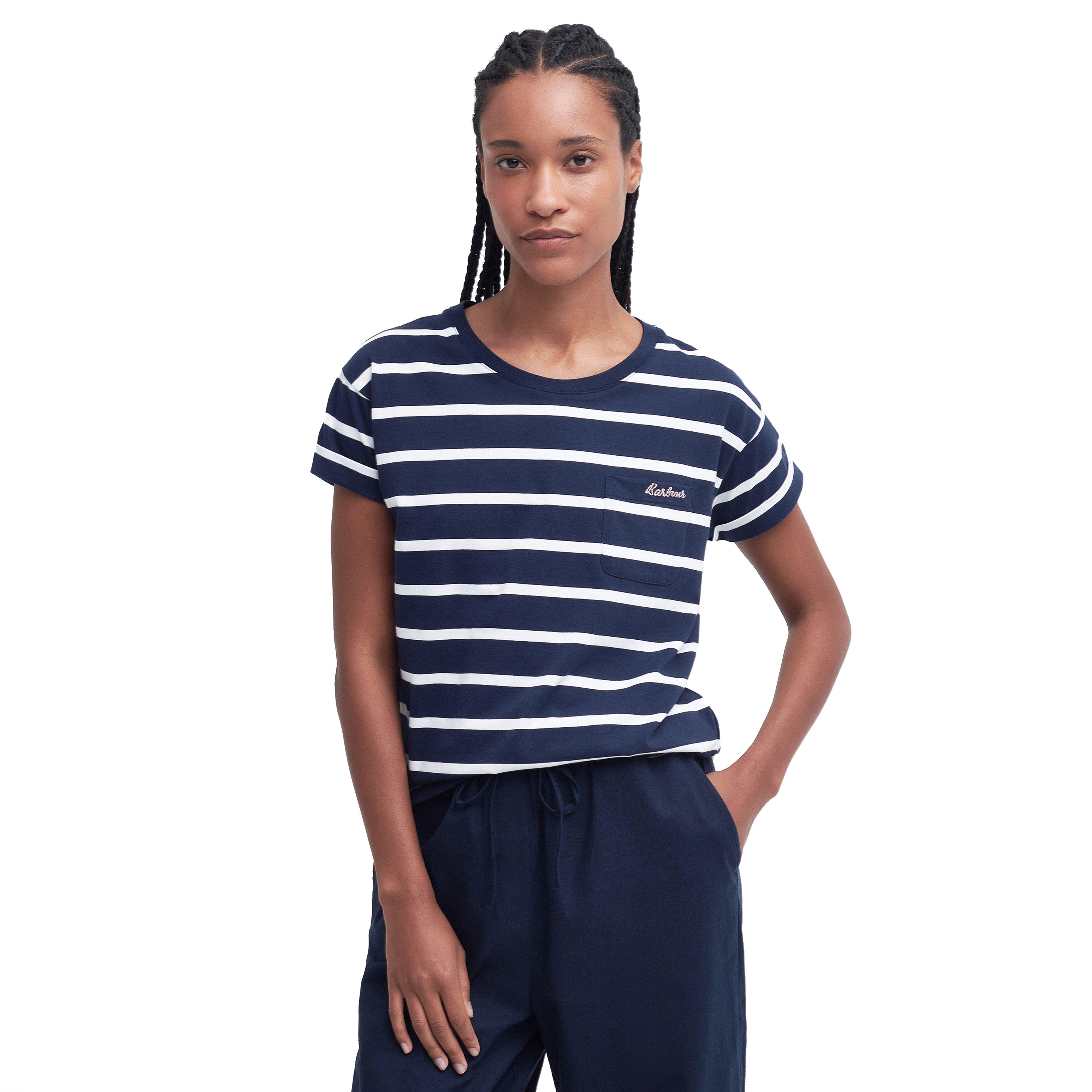 Womens Otterburn Stripe T-Shirt Navy/White Stripe