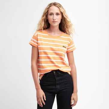 Orange Barbour Womens Otterburn Stripe T-Shirt Apricot Crush