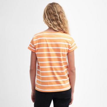Orange Barbour Womens Otterburn Stripe T-Shirt Apricot Crush