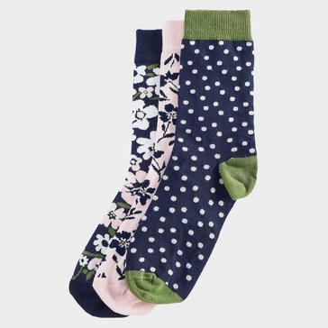 Multi Barbour Womens  Floral Sock Gift Set Navy/Pink